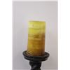 Image 3 : (2) Wooden Candle Holders w/ Candles - 17" & 14" Tall