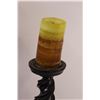 Image 4 : (2) Wooden Candle Holders w/ Candles - 17" & 14" Tall