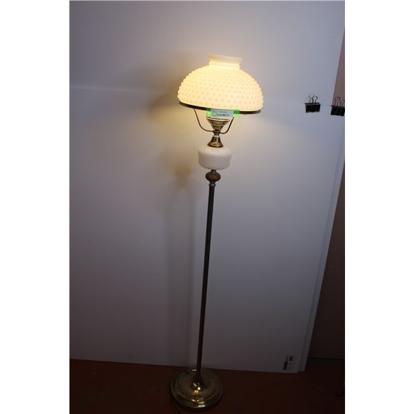 * Vintage Milk Glass Lamp - 54" Tall x 10" Wide - Works