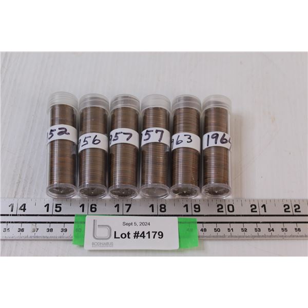 (6) Penny Rolls From 1952-1964