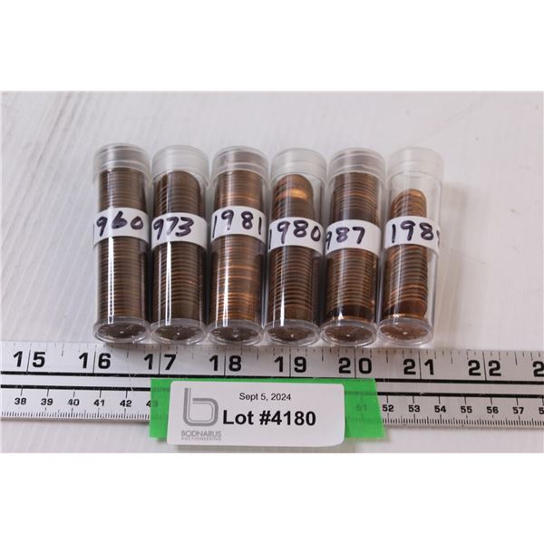 (6) Penny Rolls From 1960-1988