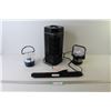 Image 1 : Black Stone Fan (has built in timer - powers on) - (2) Battery Lanterns (untested) - Drawer Slider?)