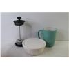 Image 4 : Tea Press - Colored Bowls - Corning Ware Dish w/Lid - Mug