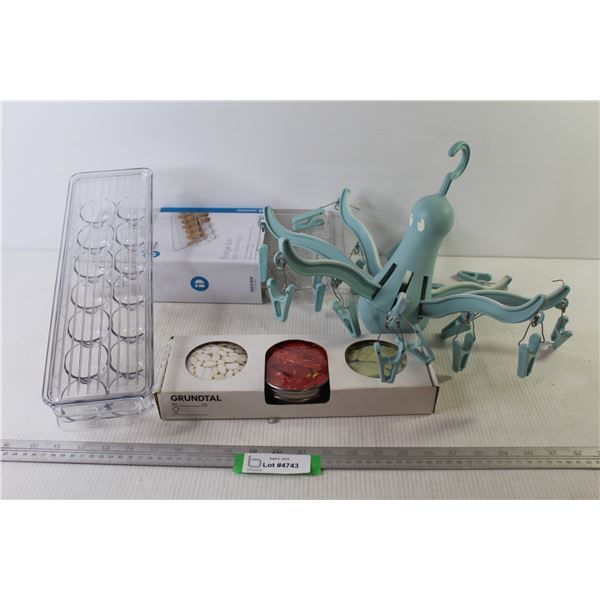 Octopus Hanger - Plastic Egg Trays (NIB) - Small Tins (NIB)