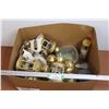 Image 1 : *Box of Wedding Decor - Tea Light Lanterns - (2) Gravel Containers - Glass Pieces w/Snowflakes Etche
