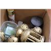 Image 3 : *Box of Wedding Decor - Tea Light Lanterns - (2) Gravel Containers - Glass Pieces w/Snowflakes Etche