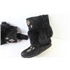 Image 3 : Black Leather & Fur Moccasins (Approx. size 8 )