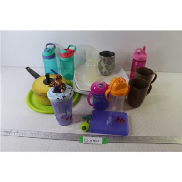 (4) Mela-Ware Plates - Small Sauce Pan - Assortment of Cups & Mugs - Breast Pump