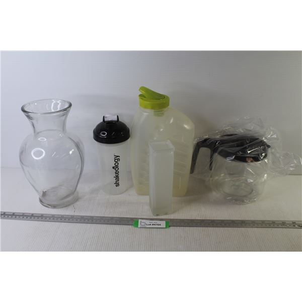 Drinking Bottle - Plastic Jug - New Coffee Pot - (2) Glass Vases