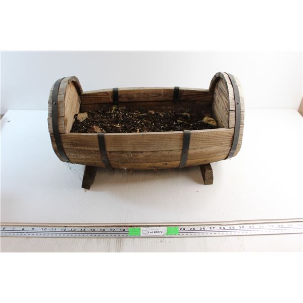 Wooden Barrell Shaped Planter 21'' x 12''