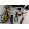 Image 2 : Trouble Lamp - Untested, Plastic Tool Box, Coleman Propane Tank and Assorted Items