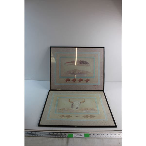 (2) Indigenous Themed Framed Prints 20'' x 16''