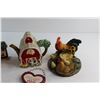 Image 3 : Barn Styled Tea Pot, Chicken Nest Candle Holder and Assorted Decorations