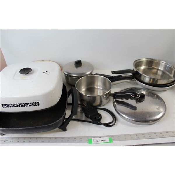 *Westbend Portable Cooking Pan - Tested Works, (2) Pots, (3) Pans, Enamel Bowl