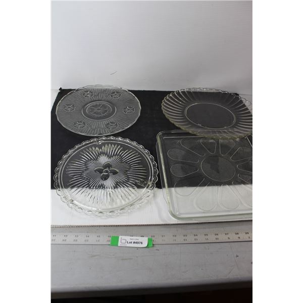 (4) Glass Platters Serving Trays