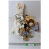 Image 1 : Baby Doll, (2) Teddy Bears, Geo Pal Eagle, Lion Plushie Stuffy, Rabbit With Skirt Plushie