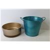 Image 4 : Woven Basket - Metal Pail - Ceramic Plant Pot/Bowl (7.5") - Ceramic Leaf Dish - (2) Glass Plant Pots