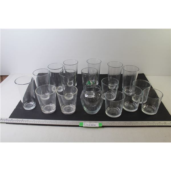 Assortment of Glasses 2 are Plastic - Glass Vase