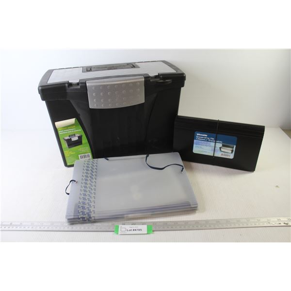 Portable File Box - Expanding File Holder - Plastic File Folder