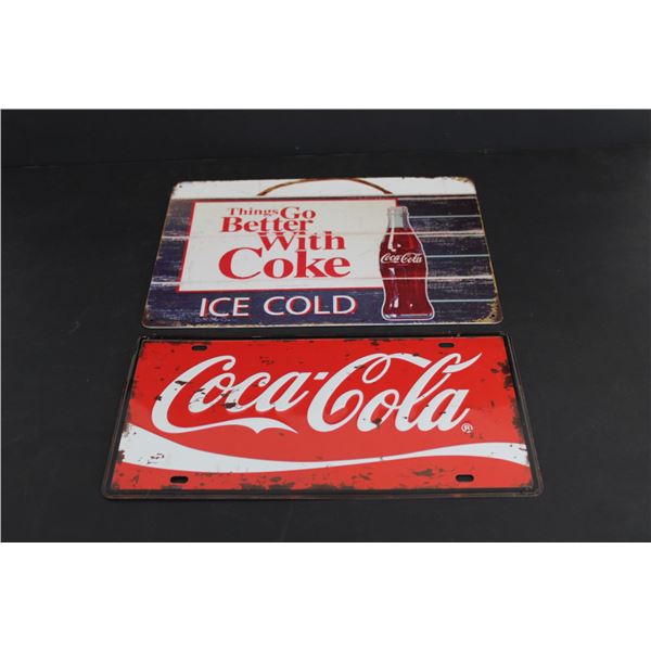 Coca-Cola Sign (8 x 11) and Coca-Cola License Plate