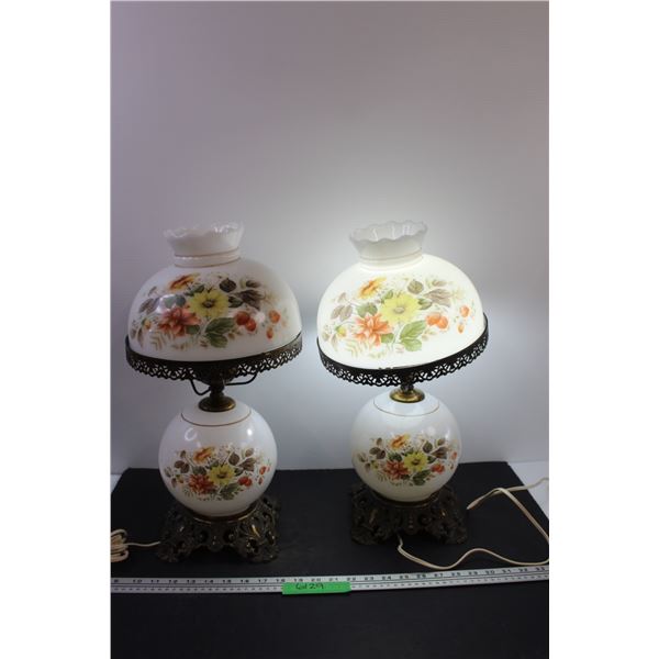 (2)Vintage Milk Glass Lamp - 19'' Tall X 10'' Wide - Works As Is