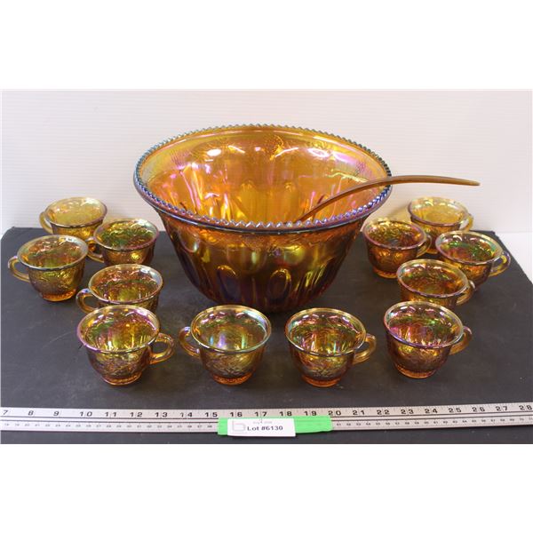 Carnival Indiana Glass Punch Bowl (12) Cups Set