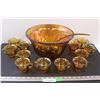 Image 1 : Carnival Indiana Glass Punch Bowl (12) Cups Set
