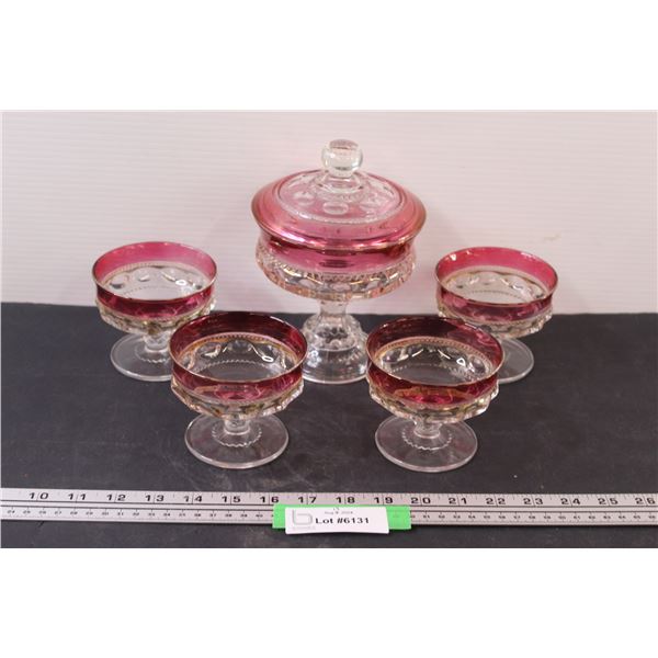Vintage Ruby Red Cocktail Glasses Set