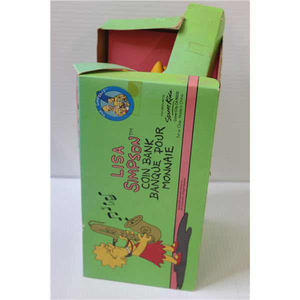 Bart Simpson Tin Lunch Box & Lisa Simpson Coin Bank, as is