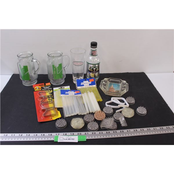 Canadian Tire Glass Golf Bag Mugs & Hot Gun Glue Sticks & Misc.