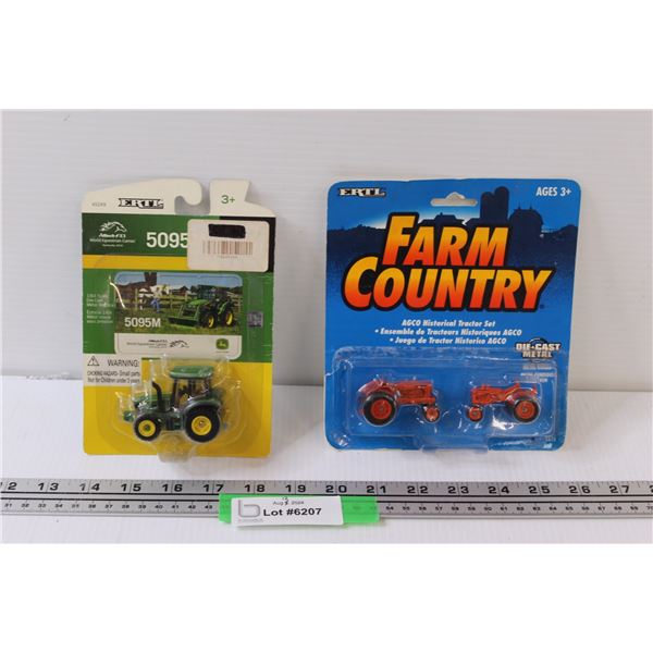 John Deere Die Cast ERTL Model Tractor & ERTL Allis Chalmers Tractor Set 1/64th Scale (NIB)