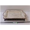 Image 1 : Serving Tray & Metal Stand - 18" x 12" 2.5" - Has Repair