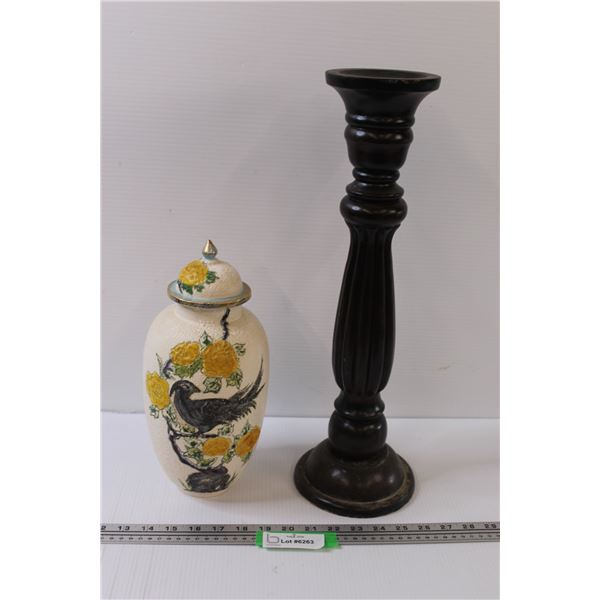Candle Holder - 19" Tall & Bird Vase - 12" Tall