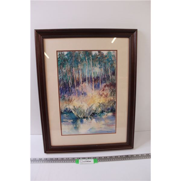 Framed Print of Lake Scene by Rankin - 18" x 23"