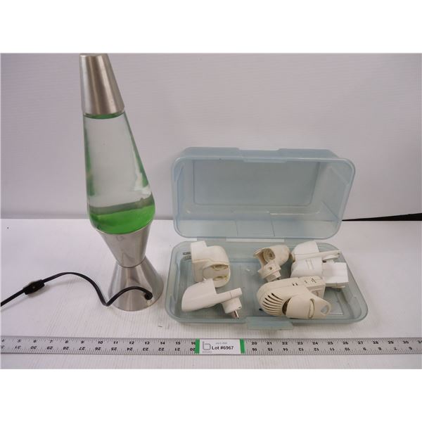 Lava Lamp (lights up) and (6) Glade Plug In Bases