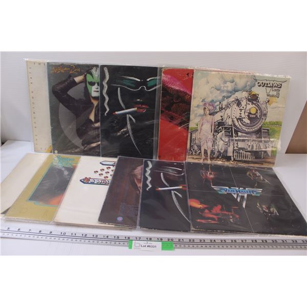 (11) Wall Art Record Covers (No Records) - Van Halen, Alice Cooper, Gino Vanelli, Misc.