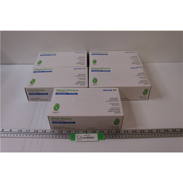 (5) Vinyl Gloves Packages - Size Small - NIB