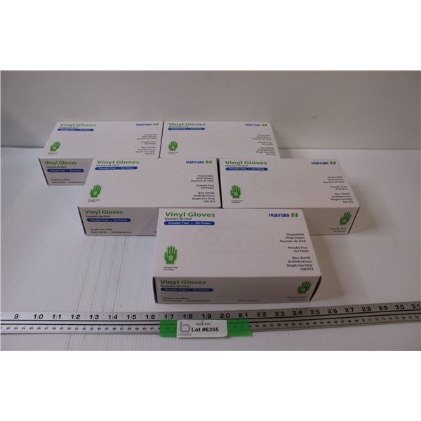 (5) Vinyl Gloves Packages - Size Small - NIB