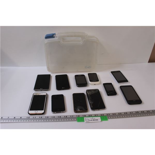(11) Smart Phones (Damaged): (4) iPhone, (2) LG, (2) Samsung, HTC, Huawei