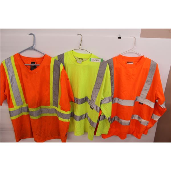 (3) Safety Shirts (Size Large & Medium) - Some Wear