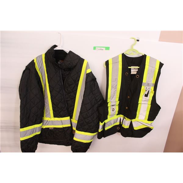 Safety Jacket - Size XL (Zipper Needs To Be Sewn at Bottom) & Medium Sized Safety Vest