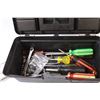 Image 3 : Plastic Tool Box w/ Screwdrivers, Wrenches, Stanley Tape Measure, Misc.