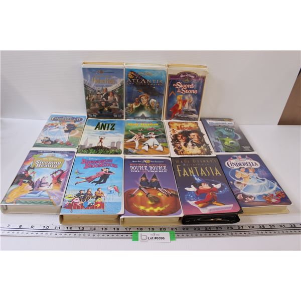 (13) VHS: Mary Poppins, Hook, Cinderella, Fantasia, Sleeping Beauty, Misc.