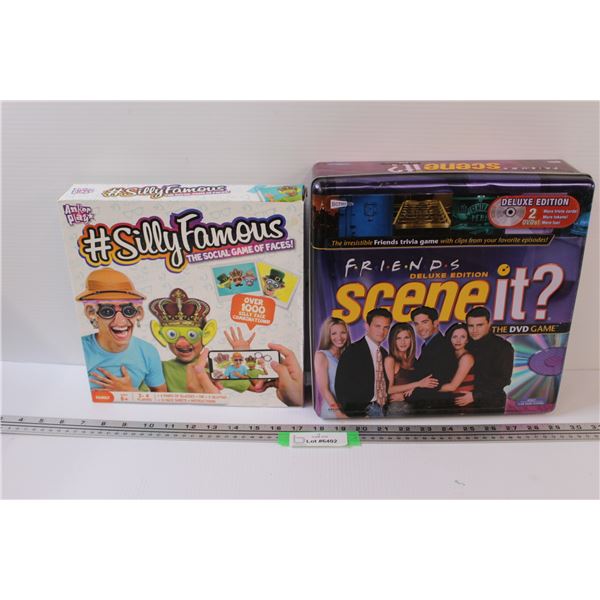 (2) Board Games: Friends Scene it & Silly Famous, as is