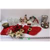 Image 1 : Christmas Lot: Stocking, Candle Holders, Snowmen, Poinsettias, Misc.