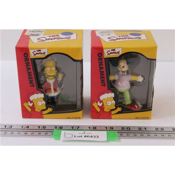 (2) Simpsons Christmas Ornaments: Bart & Krusty the Clown
