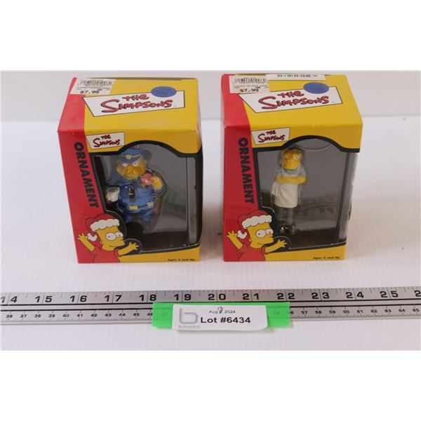(2) Simpsons Christmas Ornaments: Police Chief Wiggum & Moe