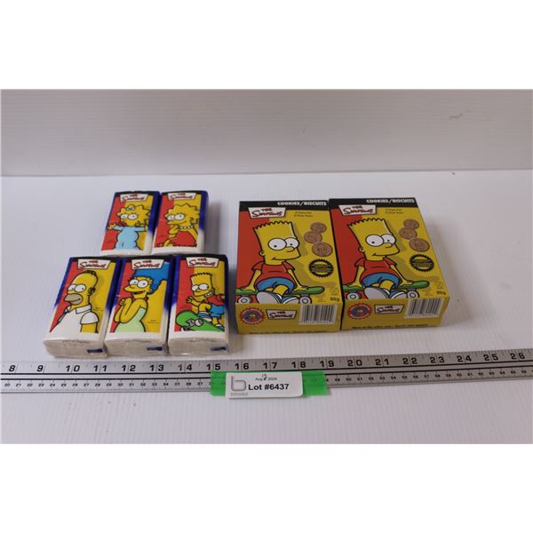 (2) Cookies in Box & (5) Simpsons Kleenex Lot