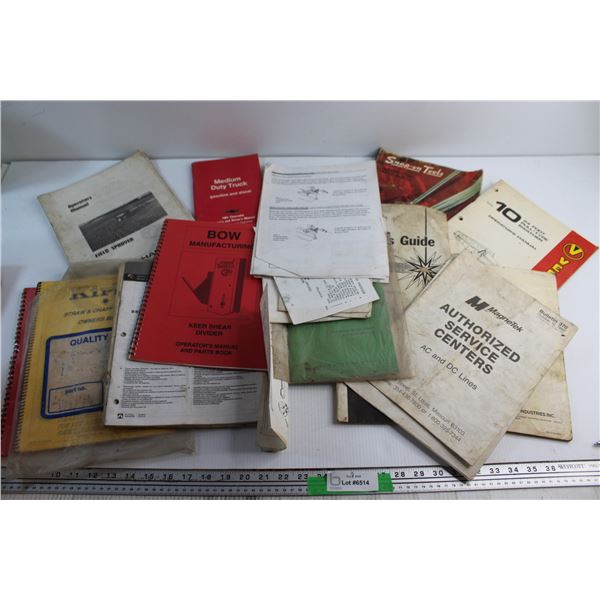 Assorted Implement Manuals and Snap On Tool Catalog