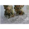 Image 5 : (2) Decorative Snowman Figures, Assorted Shot Glasses (3) Jars and Misc.